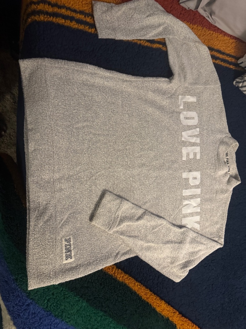 PINK Victoria's Secret Gray 'LOVE PINK' Pullover Sweatshirt